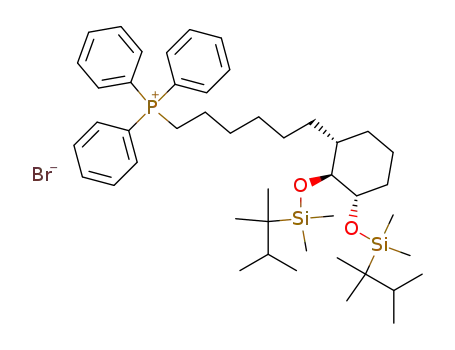Molecular Structure of 114423-63-1 (<6'-(trans,trans-1'',2''-bis((dimethylthexylsilyl)oxy)-3''-cyclohexyl)hexyl>triphenylphosphonium bromide)
