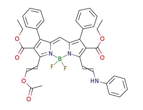 3-(2-acetoxyethen-1-yl)-5-(2-phenylaminoethen-1-yl)-1,7-diphenyl-2,6-dicarbethoxy-4,4-difluoro-4-bora-3a,4a-diaza-s-indacene