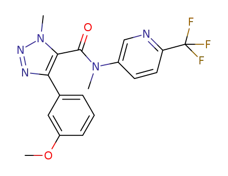 C<sub>18</sub>H<sub>16</sub>F<sub>3</sub>N<sub>5</sub>O<sub>2</sub>