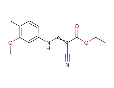 Molecular Structure of 1204472-64-9 (2-cyano-3-(3-methoxy-4-methylphenyl)aminoacrylic acid ethyl ester)