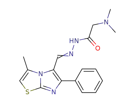 Molecular Structure of 102410-35-5 (Dimethylamino-acetic acid [1-(3-methyl-6-phenyl-imidazo[2,1-b]thiazol-5-yl)-meth-(E)-ylidene]-hydrazide)