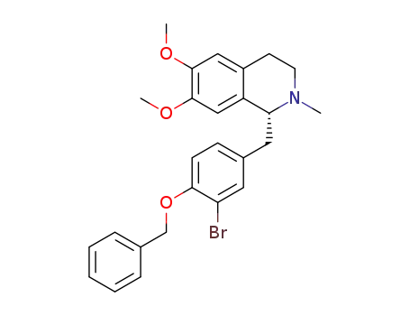 Molecular Structure of 3755-58-6 ((R)-1-(4-(benzyloxy)-3-bromobenzyl)-6,7-dimethoxy-2-methyl-1,2,3,4-tetrahydroisoquinoline)
