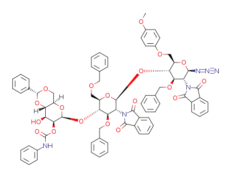 4,6-O-benzylidene-2-O-(N-phenylcarbamoyl)-β-D-mannopyranosyl-(1→4)-3,6-di-O-benzyl-2-deoxy-2-phthalimido-β-D-glucopyranosyl-(1→4)-3-O-benzyl-2-deoxy-6-O-(p-methoxyphenyl)-2-phthalimido-β-D-glucopyranosyl azide