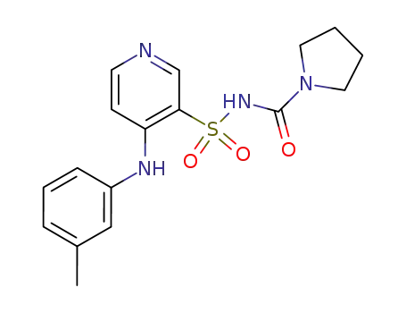 Molecular Structure of 72811-47-3 (4-m-Tolylamino-pyridine-3-sulfonic acid (pyrrolidine-1-carbonyl)-amide)