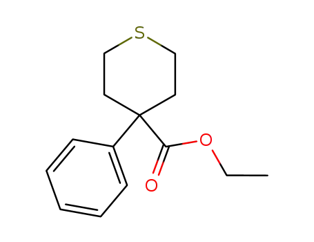 Molecular Structure of 100972-06-3 (2H-Thiopyran-4-carboxylic acid, tetrahydro-4-phenyl-, ethyl ester)
