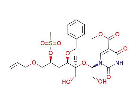 methyl 1-<8-O-allyl-5-O-benzyl-6-deoxy-7-O-(methylsulfonyl)-β-D-glycero-D-allo-octofuranos-(1,4)-yl>uracil-5-carboxylate