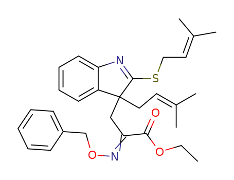 ethyl α-(benzyloximino)-β-<2-((3-methyl-2-butenyl)thio)-3-(3-methyl-2-butenyl)indolen-3-yl>propanoate
