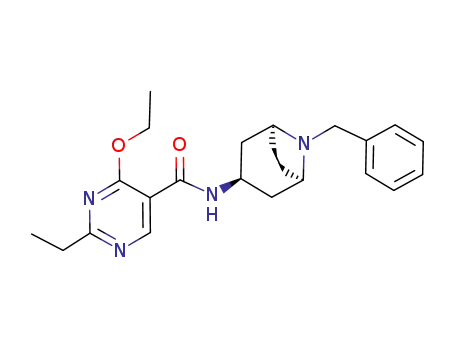 Molecular Structure of 84923-07-9 (5-Pyrimidinecarboxamide, N-(8-benzyl-3-beta-nortropanyl)-4-ethoxy-2-et hyl-)
