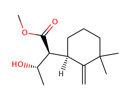 Molecular Structure of 115463-60-0 (methyl (1R*,αS*,1'S*)-(+/-)-3,3-dimethyl-α-(1'-hydroxyethyl)-2-methylene-1-cyclohexane-acetate)