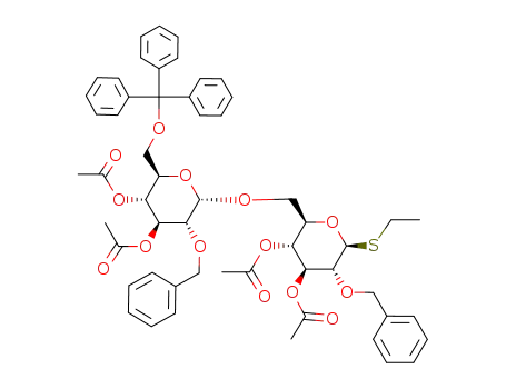 Acetic acid (2R,3R,4S,5R,6S)-4-acetoxy-5-benzyloxy-6-((2R,3R,4S,5R,6S)-3,4-diacetoxy-5-benzyloxy-6-ethylsulfanyl-tetrahydro-pyran-2-ylmethoxy)-2-trityloxymethyl-tetrahydro-pyran-3-yl ester