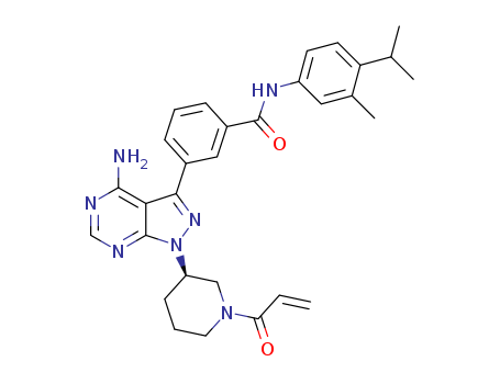 3-{1-[(3R)-1-Acryloyl-3-piperidinyl]-4-amino-1H-pyrazolo[3,4-d]py rimidin-3-yl}-N-(4-isopropyl-3-methylphenyl)benzamide