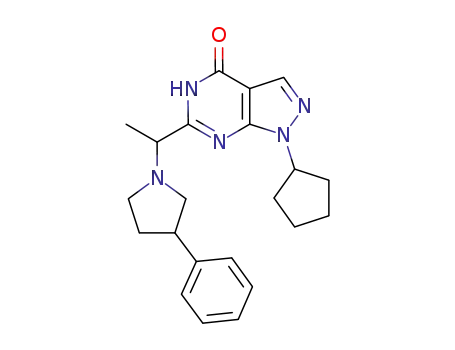 1-cyclopentyl-6-[1-(3-phenylpyrrolidin-1-yl)ethyl]-1,5-dihydro-4H-pyrazolo[3,4-d]pyrimidin-4-one