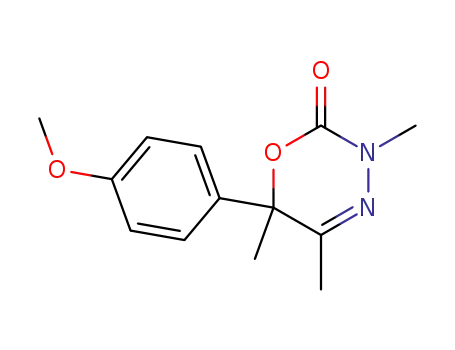 Molecular Structure of 105889-17-6 (6-(4-methoxyphenyl)-3,5,6-trimethyl-3,6-dihydro-2H-1,3,4-oxadiazin-2-one)
