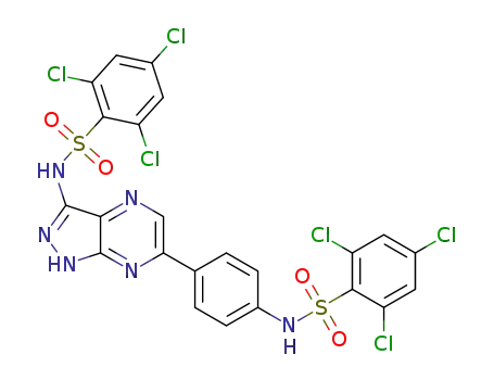 2,4,6-trichloro-N-[4-[3-[(2,4,6-trichlorophenyl)sulfonylamino]-1H-pyrazolo[3,4-b]pyrazin-6-yl]phenyl]benzenesulfonamide
