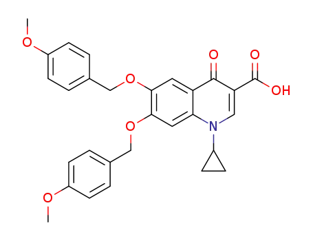Molecular Structure of 1429439-97-3 (1-cyclopropyl-6,7-bis((4-methoxybenzyl)oxy)-4-oxo-1,4-dihydroquinolin-3-carboxylic acid)