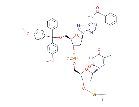 (S<sub>P</sub>)-N<sup>6</sup>-benzoyl-5'-O-(4,4-dimethoxytrityl)-2'-adenoylyl-(3'->5')-3'-O-<1,1-dimethylethyl)dimethylsilyl>-thymidine 3'-H-phosphonate
