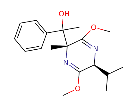 Molecular Structure of 84907-70-0 (1-((2R,5S)-5-Isopropyl-3,6-dimethoxy-2-methyl-2,5-dihydro-pyrazin-2-yl)-1-phenyl-ethanol)