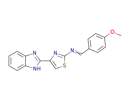 Molecular Structure of 1427160-29-9 (N-(4-methoxybenzylidene)-4-(1H-benzo[d]imidazol-2-yl)thiazol-2-amine)
