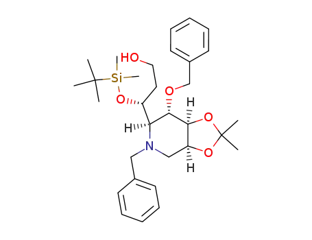 N-benzyl-4-O-benzyl-6-O-tert-butyldimethylsilyl-1,5,7-trideoxy-1,5-imino-2,3-O-isopropylidene-L-glycero-L-manno-octitol