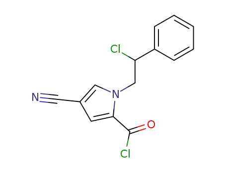 Molecular Structure of 62541-80-4 (1H-Pyrrole-2-carbonyl chloride, 1-(2-chloro-2-phenylethyl)-4-cyano-)