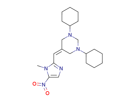 HEXAHYDRO-1,3-DICYCLOHEXYL-5-((1-METHL-5-NITRO-1H-IMIDAZOL-2-YL)METHYLENE)PYRIMIDINE