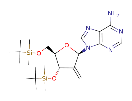 Molecular Structure of 137058-78-7 (9-(3,5-bis-O-(tert-butyldimethylsilyl)-2-deoxy-2-methylene-β-D-erythro-pentofuranosyl)adenine)