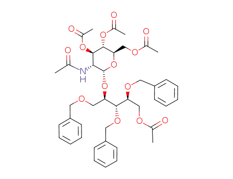 Molecular Structure of 101223-95-4 (O-(N-acetamido-2-tri-O-acetyl-3,4,6-desoxy-2-α-D-glucopyranosyl)-4-O-acetyl-1-tri-O-benzyl-2,3,5-D-ribitol)