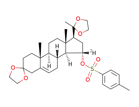 Molecular Structure of 85098-43-7 (3,3:20,20-bis(ethylenedioxy)<15β-2H>pregn-5-en-15α-ol p-toluenesulfonate)
