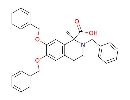 Molecular Structure of 141554-61-2 (1-Isoquinolinecarboxylic acid,
1,2,3,4-tetrahydro-1-methyl-6,7-bis(phenylmethoxy)-2-(phenylmethyl)-,
(S)-)