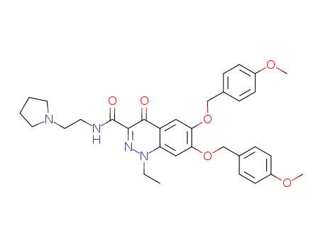 Molecular Structure of 1429438-99-2 (1-ethyl-6,7-bis((4-methoxybenzyl)oxy)-4-oxo-N-(2-(pyrrolidin-1-yl)ethyl)-1,4-dihydrocinnolin-3-carboxamide)