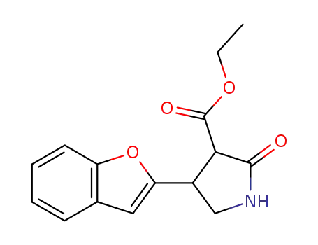 Molecular Structure of 88234-82-6 (3-Pyrrolidinecarboxylic acid, 4-(2-benzofuranyl)-2-oxo-, ethyl ester)