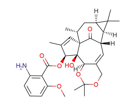 Molecular Structure of 1383427-52-8 (ingenol-5,20-acetonide-3-(2-amino-6-methoxy-benzoate))