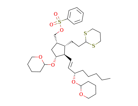 Benzenesulfonic acid (1S,2S,3R,4R)-2-(2-[1,3]dithian-2-yl-ethyl)-4-(tetrahydro-pyran-2-yloxy)-3-[(E)-(S)-3-(tetrahydro-pyran-2-yloxy)-oct-1-enyl]-cyclopentylmethyl ester