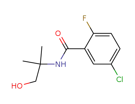Molecular Structure of 312494-00-1 (N-(2-hydroxy-1,1-dimethylethyl)-5-chloro-2-fluorobenzamide)
