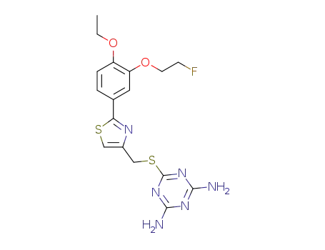 Molecular Structure of 1450604-11-1 (6-(((2-(4-ethoxy-3-(2-fluoroethoxy)phenyl)thiazol-4-yl)methyl)thio)-1,3,5-triazine-2,4-diamine)