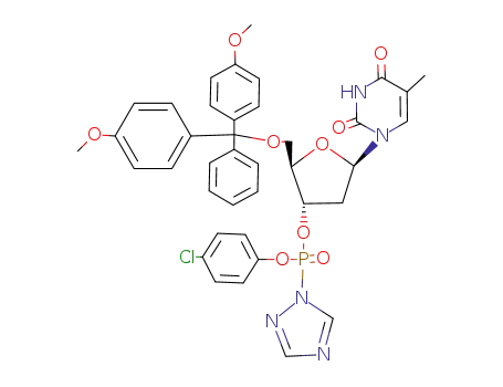 Thymidine, 5'-O-[bis(4-methoxyphenyl)phenylmethyl]-, 3'-(4-chlorophenyl
1H-1,2,4-triazol-1-ylphosphonate)