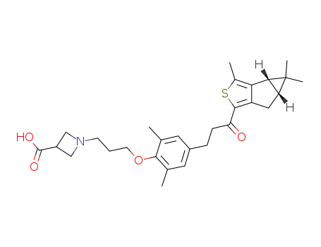 1-(3-(2,6-dimethyl-4-(3-oxo-3-((3bS,4aR)-3,4,4-trimethyl-3b,4,4a,5-tetrahydrocyclopropa[3,4]cyclopenta[1,2-c]thiophen-1-yl)propyl)phenoxy)propyl)azetidine-3-carboxylic acid