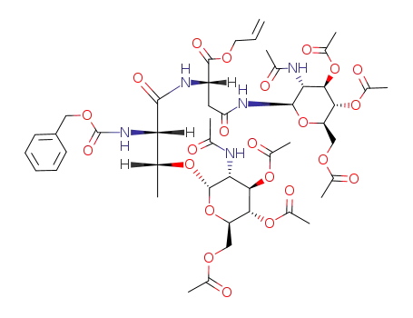 N-(benzyloxycarbonyl)-O-(3,4,6-tri-O-acetyl-2-acetamido-2-deoxy-α-D-galactopyranosyl)threonyl-N<sup>4</sup>-(3,4,6-tri-O-acetyl-2-acetamido-2-deoxy-β-D-glucopyranosyl)asparagine allyl ester