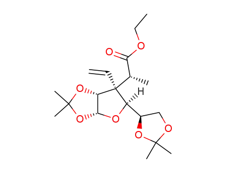 (2R,3R,4S,5S)-4-<(1R)-1-(ethoxycarbonyl)ethyl>-2,3-(isopropylidenedioxy)-5-<(1R)-1,2-(isopropylidenedioxy)ethyl>-4-vinyltetrahydrofuran