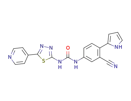1-(3-cyano-4-(1H-pyrrol-2-yl)phenyl)-3-(5-(pyridin-4-yl)-1,3,4-thiadiazol-2-yl)urea