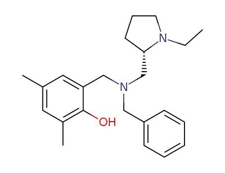 Molecular Structure of 1454866-43-3 ((S)-2-{N-benzyl-N-[(1-ethylpyrrolidin-2-yl)methyl]aminomethyl}-4,6-dimethylphenol)