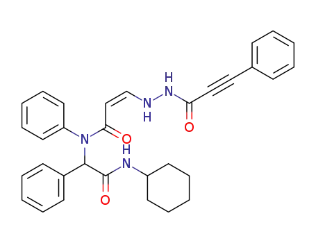 (Z)-N-(2-(cyclohexylamino)-2-oxo-1-phenylethyl)-N-phenyl-3-(2-(3-phenylpropioloyl)hydrazinyl)acrylamide