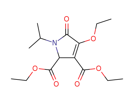 Molecular Structure of 88767-01-5 (1H-Pyrrole-2,3-dicarboxylic acid,
4-ethoxy-2,5-dihydro-1-(1-methylethyl)-5-oxo-, diethyl ester)