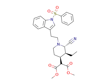 2-{(2S,3S,4S)-1-[2-(1-Benzenesulfonyl-1H-indol-3-yl)-ethyl]-2-cyano-3-ethyl-piperidin-4-yl}-malonic acid dimethyl ester