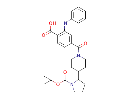 4-(4-(1-(tert-butoxycarbonyl)pyrrolidin-2-yl)piperidine-1-carbonyl)-2-(phenylamino)benzoic acid trifluoroacetic acid