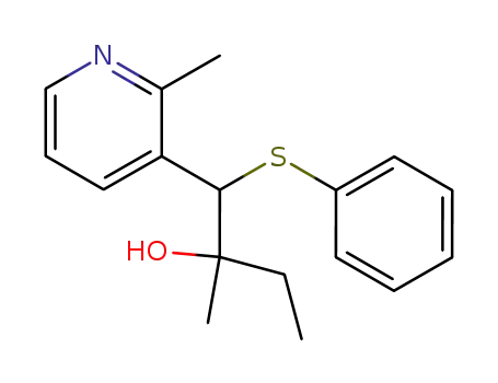 Molecular Structure of 345207-79-6 (2-Methyl-3-<1-(phenylthio)-2-hydroxy-2-methylbut-1-yl>pyridine)