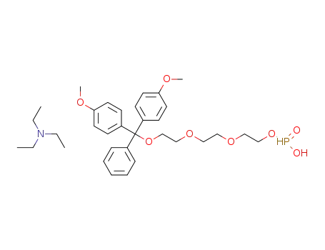 Molecular Structure of 1443045-16-6 (O-(4,4'dimethoxytrityl)triethyleneglycol-H-phosphonate)