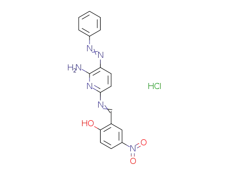 Molecular Structure of 1454284-41-3 (2-({[6-amino-5-(2-phenyldiazenyl)pyridin-2-yl]imino}methyl)-4-nitrophenol hydrochloride)