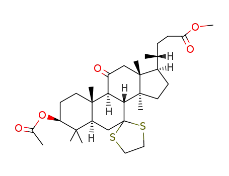 3β-acetoxy-7,7-ethanediyldimercapto-11-oxo-25,26,27-trinor-lanostan-24-oic acid methyl ester