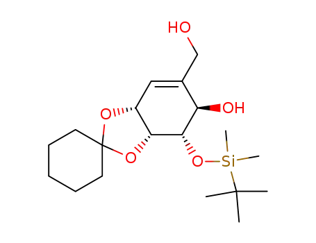 Molecular Structure of 128044-91-7 ((1R,2R,3S,4R)-3-O-tert-Butyldimethylsilyl-1,2-O-cyclohexylidene-5-hydroxymethyl-5-cyclohexen-1,2,3,4-tetraol)
